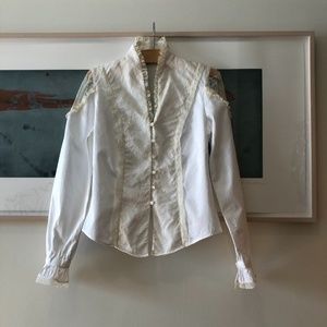 Etro White Cotton Jacquard Blouse